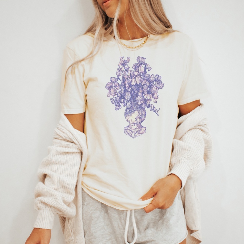 Boho Tee Botanical Art Nature Inspired Flower Vase